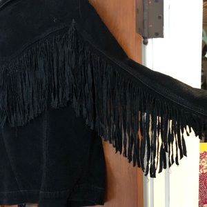Vintage Black Suede Fringe Jacket